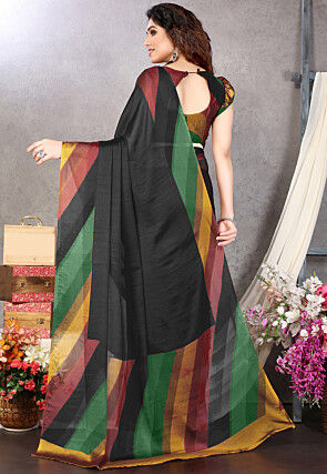 Digital Printed Chiffon Saree in Black