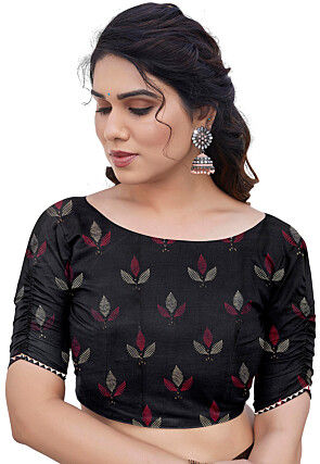 Digital Printed Chiffon Saree in Black
