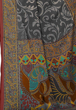 Digital Printed Chiffon Saree in Black