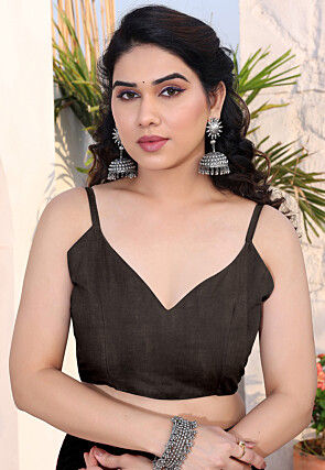 Digital Printed Chiffon Saree in Brown