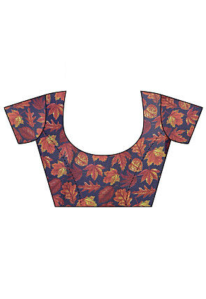 Digital Printed Chiffon Saree in Grey