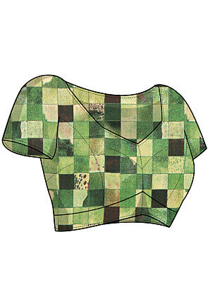 Digital Printed Chiffon Saree in Light Green