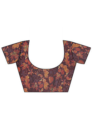 Digital Printed Chiffon Saree in Mustard