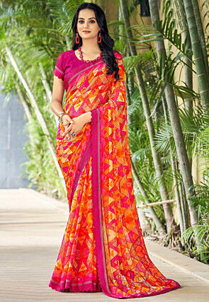 Buy Ranas Pink Shaded Pure Chiffon Saree Online | Sarees | Ranas