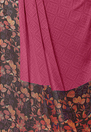 Digital Printed Chiffon Saree in Pink