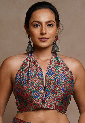 Digital Printed Chiffon Saree in Rust