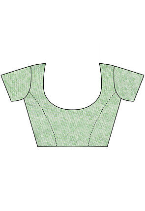 Digital Printed Chiffon Saree in Sea Green