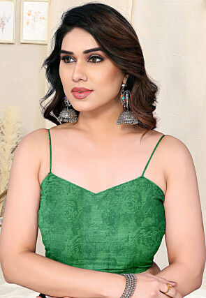 Digital Printed Chiffon Saree in Sea Green