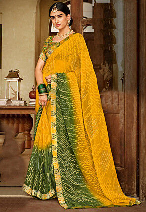 Buy VEAZI Self Design Bollywood Chiffon Yellow Sarees Online @ Best Price  In India | Flipkart.com