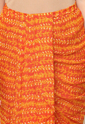Digital Printed Chiffon Top Set in Orange