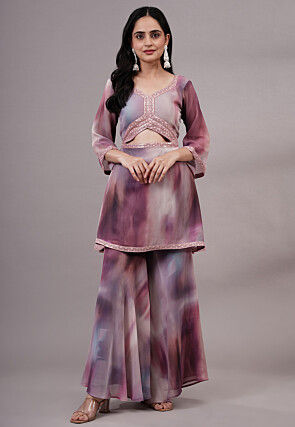 Digital Printed Chinon Chiffon Co Ord Set in Multicolor