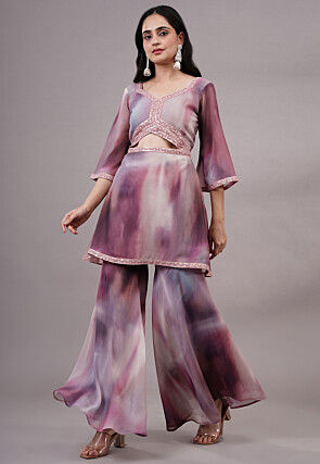 Digital Printed Chinon Chiffon Co Ord Set in Multicolor