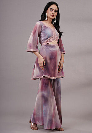 Digital Printed Chinon Chiffon Co Ord Set in Multicolor