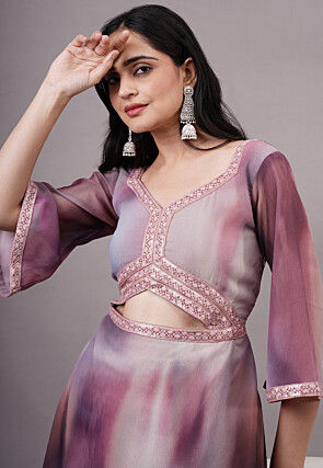 Digital Printed Chinon Chiffon Co Ord Set in Multicolor