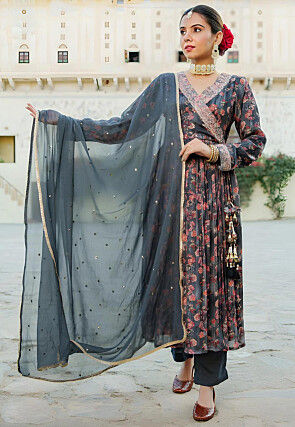 Black Chiffon Salwar Kameez Buy Designer Indian Suits for Women Online Utsav Fashion