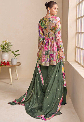Digital Printed Chinon Chiffon Pakistani Suit in Multicolor