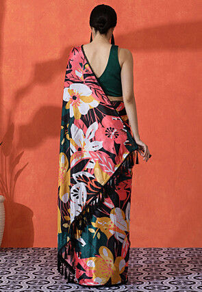 Digital Printed Chinon Chiffon Saree in Multicolor