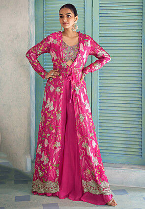 festival dress for ladies online Pink Floral Pink Festival Floral Print Indo-Western Dresses: Buy Indo-Western Outfits traditional latest festival dress for ladies