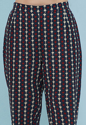 Digital Printed Cotton A Line Kurta Set in Multicolor