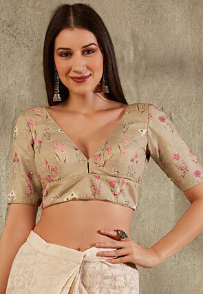 Digital Printed Cotton Blouse in Beige