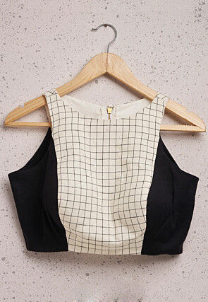 Digital Printed Cotton Blouse in Black and Off White