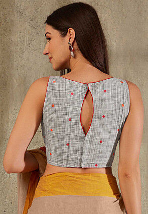 Digital Printed Cotton Blouse in Grey