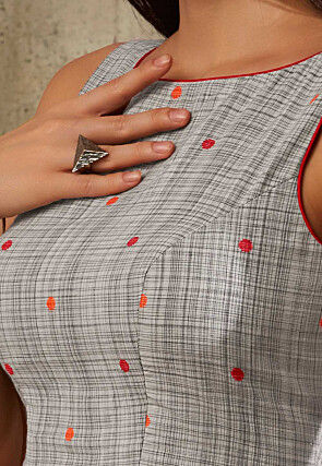 Digital Printed Cotton Blouse in Grey