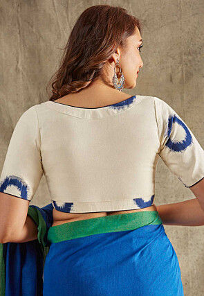 Digital Printed Cotton Blouse in Off White