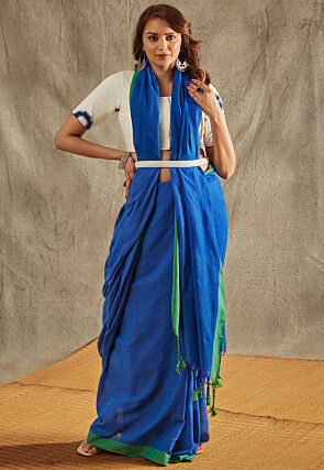 Digital Printed Cotton Blouse in Off White