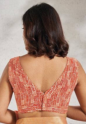 Digital Printed Cotton Blouse in Orange