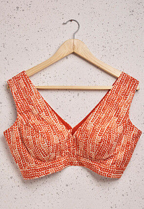 Digital Printed Cotton Blouse in Orange