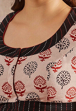 Digital Printed Cotton Blouse in Peach