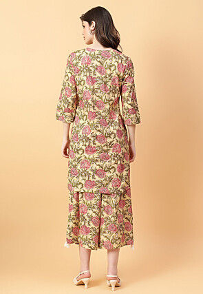 Digital Printed Cotton Co Ord Set in Beige