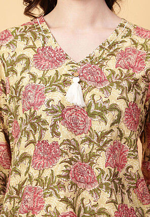 Digital Printed Cotton Co Ord Set in Beige