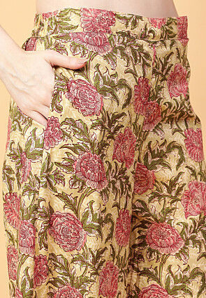 Digital Printed Cotton Co Ord Set in Beige