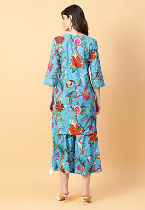 Digital Printed Cotton Co Ord Set in Blue