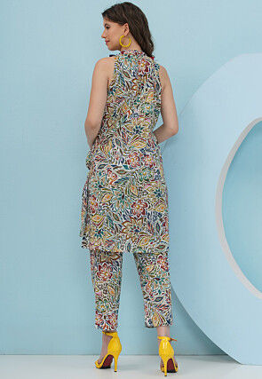 Digital Printed Cotton Co Ord Set in Multicolor