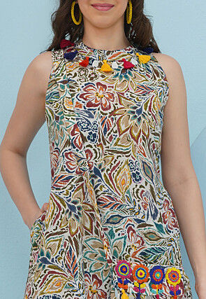 Digital Printed Cotton Co Ord Set in Multicolor