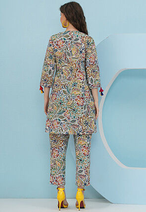 Digital Printed Cotton Co Ord Set in Multicolor