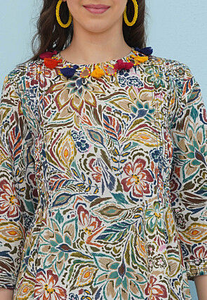 Digital Printed Cotton Co Ord Set in Multicolor