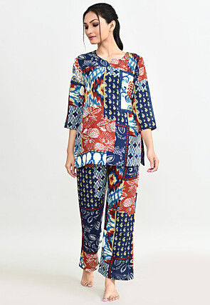 Digital Printed Cotton Co ord Set in Multicolor