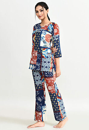 Digital Printed Cotton Co ord Set in Multicolor