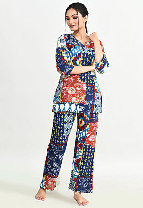 Digital Printed Cotton Co ord Set in Multicolor