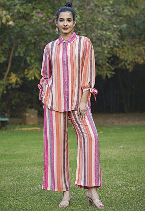 Digital Printed Cotton Co Ord Set in Multicolor