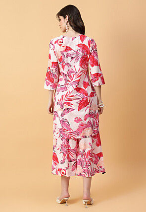 Digital Printed Cotton Co Ord Set in Off White