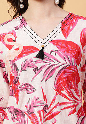 Digital Printed Cotton Co Ord Set in Off White