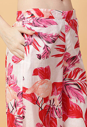 Digital Printed Cotton Co Ord Set in Off White