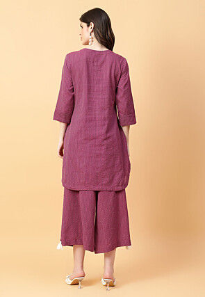 Digital Printed Cotton Co Ord Set in Purple