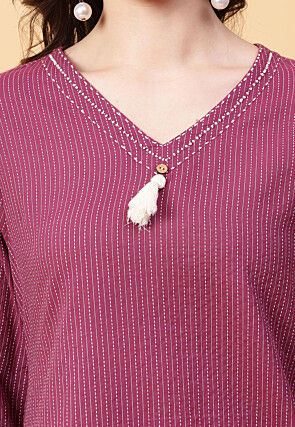 Digital Printed Cotton Co Ord Set in Purple