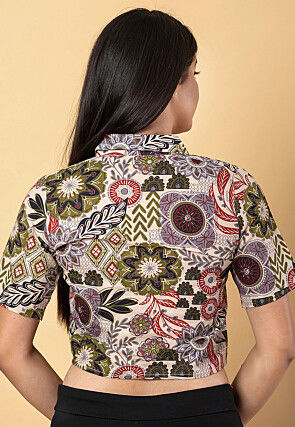 Digital Printed Cotton Crop Top in Multicolor